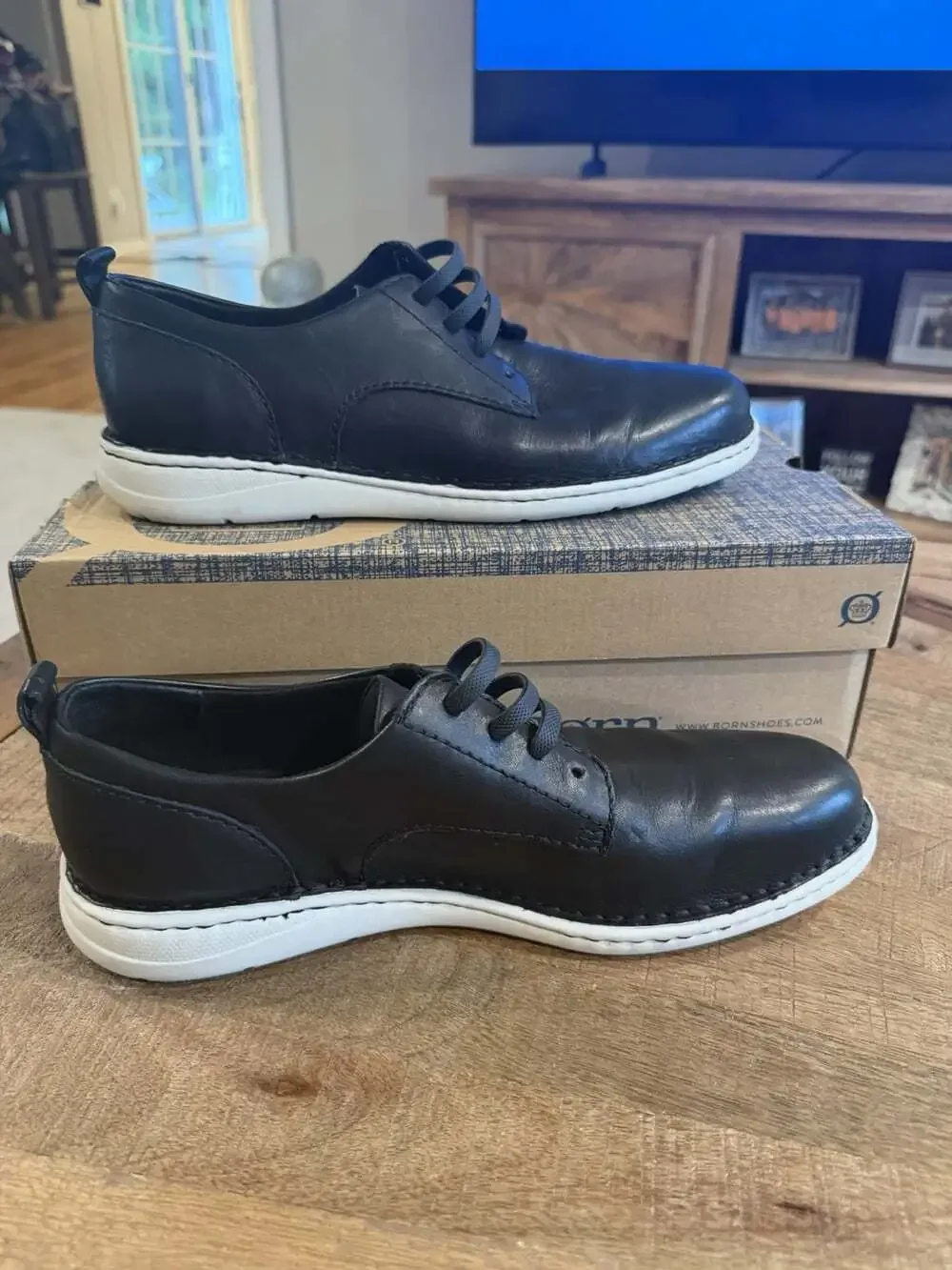 Born Todd Black Leather Casual Oxford Shoes Men’s Size 9 M BM0006803 w/ Box